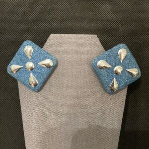 #2 - Vintage Southwestern Square Blue Jeans with design pierced Earrings